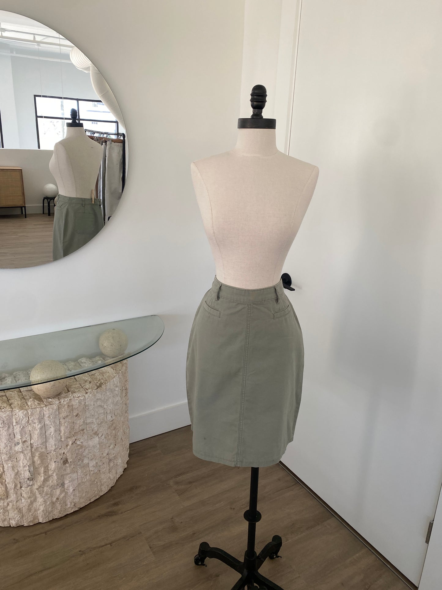 Khaki Knee Vintage Skirt